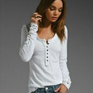 Free People Long sleeve crochet on sleeves!